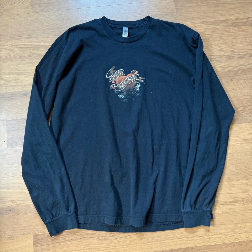 Vintage 2006 Kiehl's Musk Legend of the Motorcycle Black Long Sleeve Shirt Sz XL